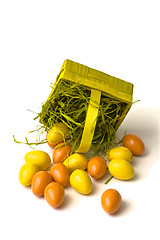 Image showing Easter eggs and basket