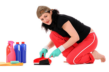 Image showing  woman makes cleaning