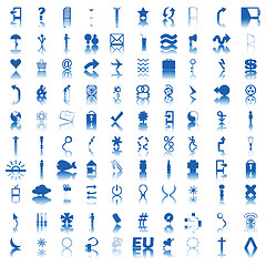 Image showing 100 blue icons