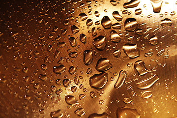 Image showing Water Drops over Metal