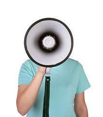 Image showing talking into megaphone