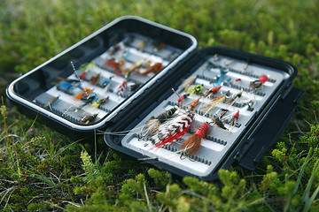 Image showing Flybox on the riverbank