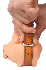 Image showing Piggy Bank and Belt