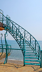 Image showing Stairs, sea and sky