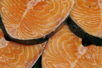 Image showing Salmon steaks on the market