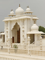 Image showing Beautiful wooden gate to a holy temple in India, Rajasthan regio