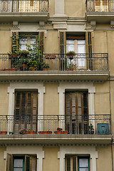 Image showing Facade of an old house in the central city of Barcelona, Spain