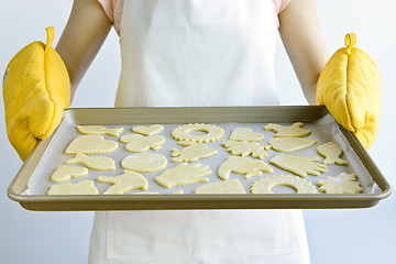 Image showing Baking sheet with cookies