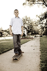 Image showing Boy On His Skateboard