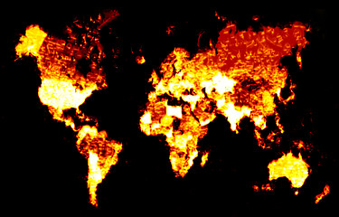 Image showing Fiery World Map Illustration