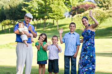 Image showing Happy Waving Family