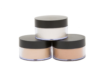 Image showing cosmetic jars with powder isolated in white