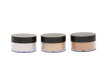 Image showing cosmetic jars with powder isoleted in white