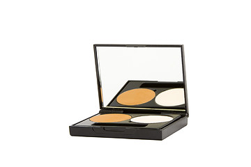 Image showing make-up box with powder isolated in white
