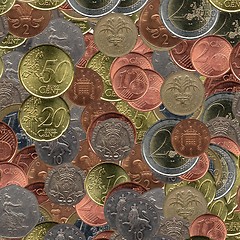 Image showing Euro and Pound coins collage