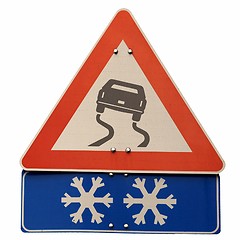 Image showing Slippery road sign