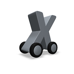 Image showing letter x on wheels