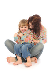 Image showing Mom and daughter playing