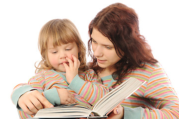 Image showing Mom and daughter reading book