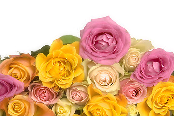 Image showing Pink and yellow roses