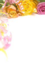 Image showing Pink and yellow roses