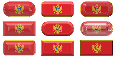 Image showing nine glass buttons of the Flag of Montenegro