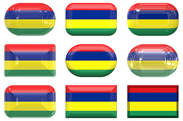 Image showing nine glass buttons of the Flag of Mauritius