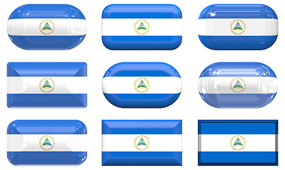 Image showing nine glass buttons of the Flag of Nicaragua