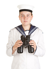 Image showing navy seaman with binoculars