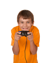 Image showing boy playing video game