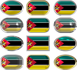 Image showing twelve buttons of the Flag of Mozambique