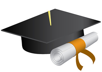 Image showing Graduation cap and diploma