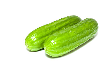 Image showing Green cucumbers