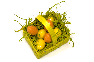 Image showing Easter eggs and basket