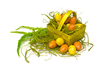 Image showing Easter eggs and basket