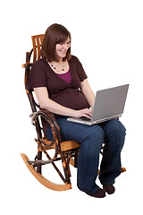 Image showing Pregnant Mother with Laptop