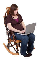 Image showing Pregnant Mother Working on Computer