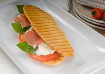 Image showing panini caprese and parma ham