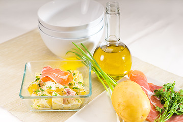 Image showing parma ham and potato salad