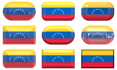 Image showing nine glass buttons of the Flag of venezuela