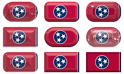 Image showing nine glass buttons of the Flag of Tennessee