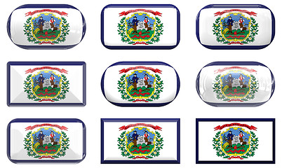 Image showing nine glass buttons of the Flag of West Virginia