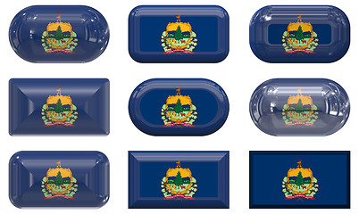 Image showing nine glass buttons of the Flag of vermont