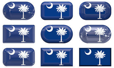 Image showing nine glass buttons of the Flag of South Carolina