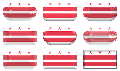 Image showing nine glass buttons of the Flag of Washington DC