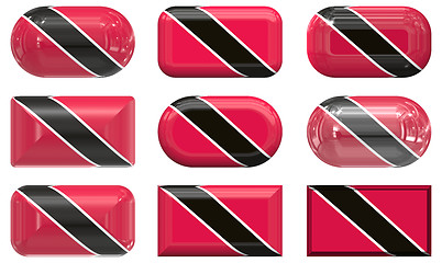 Image showing nine glass buttons of the Flag of Trinidad  Tobago