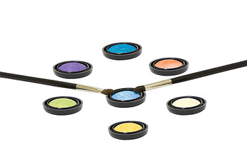 Image showing  eyeshadows with brushes isolated 