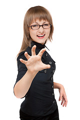 Image showing Girl bespectacled shows passion