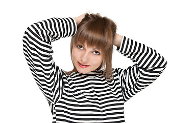 Image showing Girl in striped cloth