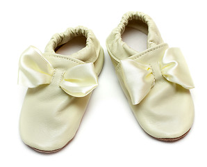 Image showing Pair baby leather slippers